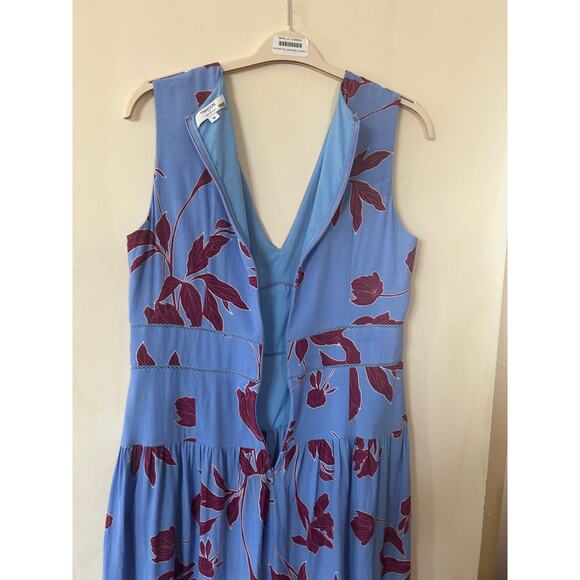 Thakoon Collective Sleeveless Romper V Neck Blue Red Floral Size 10 CUTE - Picture 8 of 9